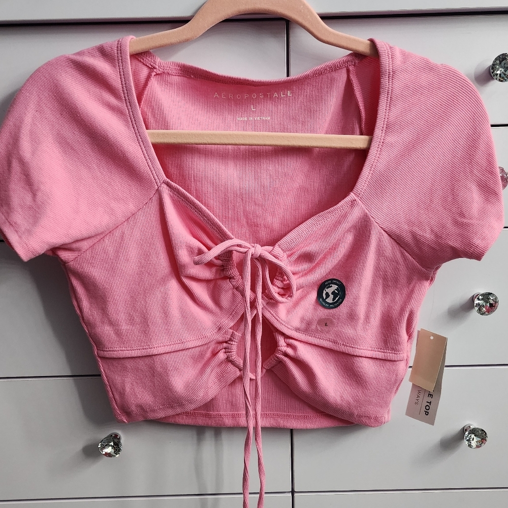 Aeropostale Large Pink Crop Multiway Tie Top NWT